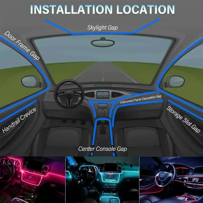 AuraGlow™ App-Controlled LED Car Interior Lights